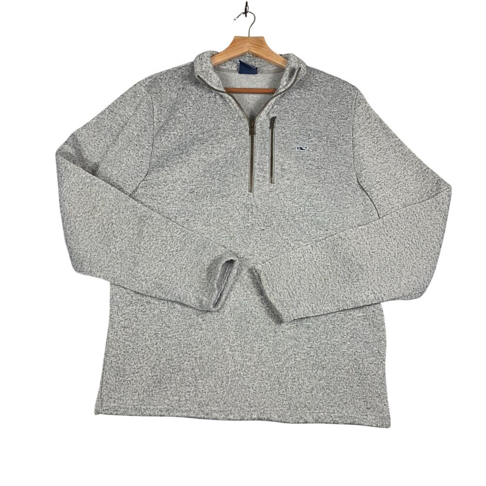 Vineyard Vines Gray Heathered Quarter Zip Sweater Fleece